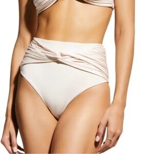 NWT Johanna Ortiz Pearls Pacha Mama Bikini Bottom Pearl Ecru Small